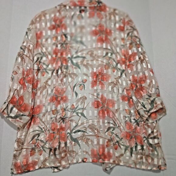 Bon Worth MedP Cardigan Sheer Blouse. 3/4 Sleeves 16ins. With Collar. - Picture 2 of 8